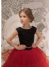 Two Pieces Black And Red Lace Tulle Flower Girl Dress